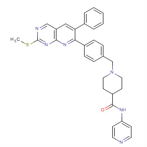 882047-26-9  4-Piperidinecarboxamide,1-[[4-[2-(methylthio)-6-phenylpyrido[2,3-d]pyrimidin-7-yl]phenyl]methyl]-N-4-pyridinyl-