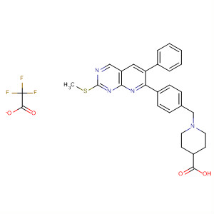 882048-12-6  4-Piperidinecarboxylic acid,1-[[4-[2-(methylthio)-6-phenylpyrido[2,3-d]pyrimidin-7-yl]phenyl]methyl]-,trifluoroacetate