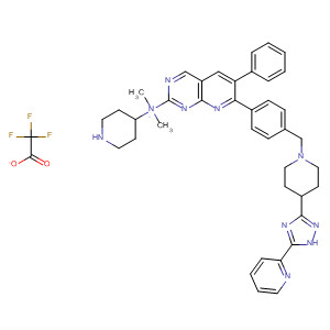 882048-72-8  4-Piperidinamine,N,N-dimethyl-1-[6-phenyl-7-[4-[[4-[5-(2-pyridinyl)-1H-1,2,4-triazol-3-yl]-1-piperidinyl]methyl]phenyl]pyrido[2,3-d]pyrimidin-2-yl]-, trifluoroacetate