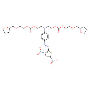 88249-46-1  2,5,7,13-Tetraoxa-10-azatetradecan-14-oic acid,10-[4-[(3,5-dinitro-2-thienyl)azo]phenyl]-6-oxo-1-(tetrahydro-2-furanyl)-,2-[(tetrahydro-2-furanyl)methoxy]ethyl ester