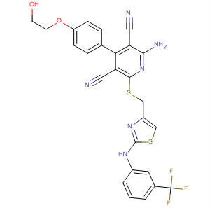 878498-80-7  3,5-Pyridinedicarbonitrile,2-amino-4-[4-(2-hydroxyethoxy)phenyl]-6-[[[2-[[3-(trifluoromethyl)phenyl]amino]-4-thiazolyl]methyl]thio]-