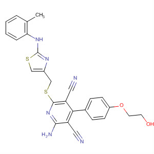 878498-86-3  3,5-Pyridinedicarbonitrile,2-amino-4-[4-(2-hydroxyethoxy)phenyl]-6-[[[2-[(2-methylphenyl)amino]-4-thiazolyl]methyl]thio]-