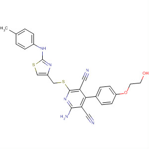 878498-87-4  3,5-Pyridinedicarbonitrile,2-amino-4-[4-(2-hydroxyethoxy)phenyl]-6-[[[2-[(4-methylphenyl)amino]-4-thiazolyl]methyl]thio]-
