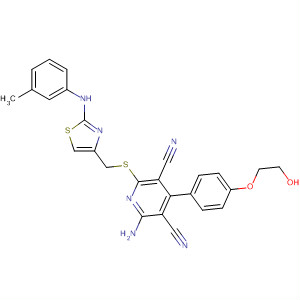 878498-88-5  3,5-Pyridinedicarbonitrile,2-amino-4-[4-(2-hydroxyethoxy)phenyl]-6-[[[2-[(3-methylphenyl)amino]-4-thiazolyl]methyl]thio]-