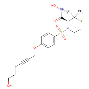 878807-74-0  3-Thiomorpholinecarboxamide,N-hydroxy-4-[[4-[(6-hydroxy-2-hexynyl)oxy]phenyl]sulfonyl]-2,2-dimethyl-,(3S)-