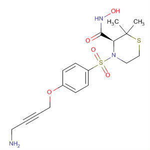 878807-77-3  3-Thiomorpholinecarboxamide,4-[[4-[(4-amino-2-butynyl)oxy]phenyl]sulfonyl]-N-hydroxy-2,2-dimethyl-,(3S)-