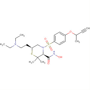 878807-81-9  3-Thiomorpholinecarboxamide,4-[[4-(2-butynyloxy)phenyl]sulfonyl]-6-[2-(diethylamino)ethyl]-N-hydroxy-2,2-dimethyl-, (3S,6S)-