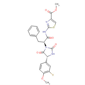 879501-69-6  4-Thiazolecarboxylic acid,2-[[(2S)-2-[(4R)-4-(3-fluoro-4-methoxyphenyl)-2,5-dioxo-1-imidazolidinyl]-1-oxo-3-phenylpropyl]amino]-, methyl ester