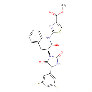 879501-73-2  4-Thiazolecarboxylic acid,2-[[(2S)-2-[(4R)-4-(3,5-difluorophenyl)-2,5-dioxo-1-imidazolidinyl]-1-oxo-3-phenylpropyl]amino]-, methyl ester