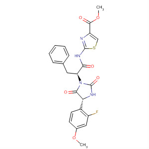 879501-81-2  4-Thiazolecarboxylic acid,2-[[(2S)-2-[(4R)-4-(2-fluoro-4-methoxyphenyl)-2,5-dioxo-1-imidazolidinyl]-1-oxo-3-phenylpropyl]amino]-, methyl ester