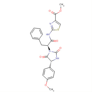 879501-88-9  4-Thiazolecarboxylic acid,2-[[(2S)-2-[(4R)-4-(4-methoxyphenyl)-2,5-dioxo-1-imidazolidinyl]-1-oxo-3-phenylpropyl]amino]-, methyl ester