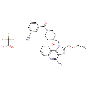 879508-29-9  4-Piperidinol,4-[[4-amino-2-(ethoxymethyl)-1H-imidazo[4,5-c]quinolin-1-yl]methyl]-1-(3-cyanobenzoyl)-, trifluoroacetate (salt)