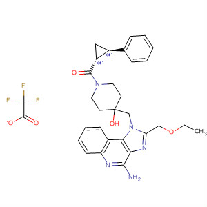 879508-37-9  4-Piperidinol,4-[[4-amino-2-(ethoxymethyl)-1H-imidazo[4,5-c]quinolin-1-yl]methyl]-1-[[(1R,2R)-2-phenylcyclopropyl]carbonyl]-, rel-, trifluoroacetate (salt)