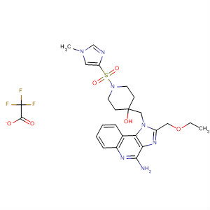 879508-48-2  4-Piperidinol,4-[[4-amino-2-(ethoxymethyl)-1H-imidazo[4,5-c]quinolin-1-yl]methyl]-1-[(1-methyl-1H-imidazol-4-yl)sulfonyl]-, trifluoroacetate (salt)