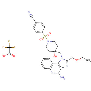 879508-60-8  4-Piperidinol,4-[[4-amino-2-(ethoxymethyl)-1H-imidazo[4,5-c]quinolin-1-yl]methyl]-1-[(4-cyanophenyl)sulfonyl]-, trifluoroacetate (salt)