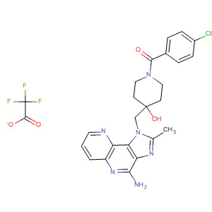 879510-96-0  4-Piperidinol,4-[(4-amino-2-methyl-1H-imidazo[4,5-c][1,5]naphthyridin-1-yl)methyl]-1-(4-chlorobenzoyl)-, trifluoroacetate (salt)