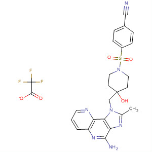 879511-18-9  4-Piperidinol,4-[(4-amino-2-methyl-1H-imidazo[4,5-c][1,5]naphthyridin-1-yl)methyl]-1-[(4-cyanophenyl)sulfonyl]-, trifluoroacetate (salt)