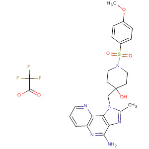879511-22-5  4-Piperidinol,4-[(4-amino-2-methyl-1H-imidazo[4,5-c][1,5]naphthyridin-1-yl)methyl]-1-[(4-methoxyphenyl)sulfonyl]-, trifluoroacetate (salt)