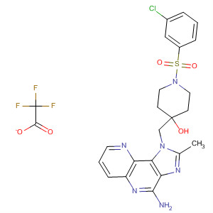 879511-24-7  4-Piperidinol,4-[(4-amino-2-methyl-1H-imidazo[4,5-c][1,5]naphthyridin-1-yl)methyl]-1-[(3-chlorophenyl)sulfonyl]-, trifluoroacetate (salt)