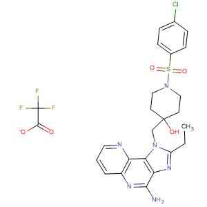 879512-06-8  4-Piperidinol,4-[(4-amino-2-ethyl-1H-imidazo[4,5-c][1,5]naphthyridin-1-yl)methyl]-1-[(4-chlorophenyl)sulfonyl]-, trifluoroacetate (salt)