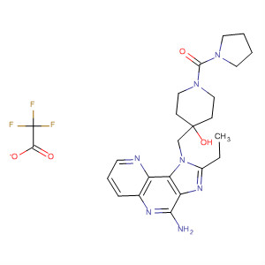 879512-24-0  4-Piperidinol,4-[(4-amino-2-ethyl-1H-imidazo[4,5-c][1,5]naphthyridin-1-yl)methyl]-1-(1-pyrrolidinylcarbonyl)-, trifluoroacetate (salt)