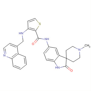 880270-73-5  2-Thiophenecarboxamide,N-(1,2-dihydro-1'-methyl-2-oxospiro[3H-indole-3,4'-piperidin]-5-yl)-3-[(4-quinolinylmethyl)amino]-