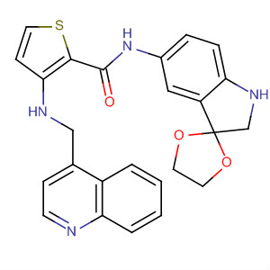 880270-79-1  2-Thiophenecarboxamide,N-(1',2'-dihydrospiro[1,3-dioxolane-2,3'-[3H]indol]-5'-yl)-3-[(4-quinolinylmethyl)amino]-
