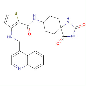 880271-03-4  2-Thiophenecarboxamide,N-(2,4-dioxo-1,3-diazaspiro[4.5]dec-8-yl)-3-[(4-quinolinylmethyl)amino]-