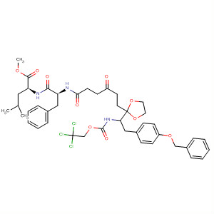 88036-21-9  L-Leucine,N-[N-[1,4-dioxo-6-[2-[2-[4-(phenylmethoxy)phenyl]-1-[[(2,2,2-trichloroethoxy)carbonyl]amino]ethyl]-1,3-dioxolan-2-yl]hexyl]-L-phenylalanyl]-,methyl ester, (S)-