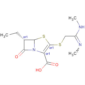 88040-67-9  4-Thia-1-azabicyclo[3.2.0]hept-2-ene-2-carboxylic acid,6-ethyl-3-[[2-(methylamino)-2-(methylimino)ethyl]thio]-7-oxo-, cis-