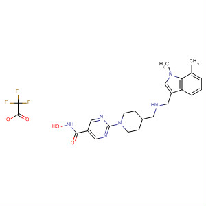 875320-98-2  5-Pyrimidinecarboxamide,2-[4-[[[(1,7-dimethyl-1H-indol-3-yl)methyl]amino]methyl]-1-piperidinyl]-N-hydroxy-, mono(trifluoroacetate) (salt)