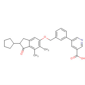 875414-68-9  3-Pyridinecarboxylic acid,5-[3-[[(2-cyclopentyl-2,3-dihydro-6,7-dimethyl-1-oxo-1H-inden-5-yl)oxy]methyl]phenyl]-