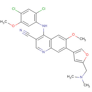 876137-48-3  3-Quinolinecarbonitrile,4-[(2,4-dichloro-5-methoxyphenyl)amino]-7-[5-[(dimethylamino)methyl]-3-furanyl]-6-methoxy-