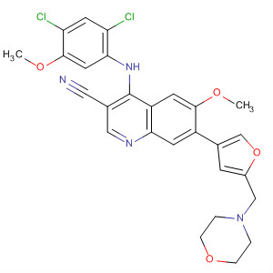 876137-49-4  3-Quinolinecarbonitrile,4-[(2,4-dichloro-5-methoxyphenyl)amino]-6-methoxy-7-[5-(4-morpholinylmethyl)-3-furanyl]-