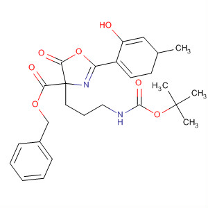876337-15-4  4-Oxazolecarboxylic acid,4-[3-[[(1,1-dimethylethoxy)carbonyl]amino]propyl]-4,5-dihydro-2-(4-methoxyphenyl)-5-oxo-, phenylmethyl ester, (4R)-