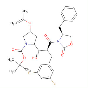 877078-48-3  1-Pyrrolidinecarboxylic acid,2-[(1S,2S)-2-[(3,5-difluorophenyl)methyl]-1-hydroxy-3-oxo-3-[(4S)-2-oxo-4-(phenylmethyl)-3-oxazolidinyl]propyl]-4-(2-propenyloxy)-,1,1-dimethylethyl ester, (2R,4R)-