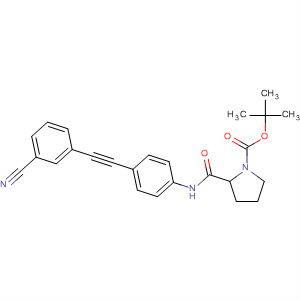 877596-53-7  1-Pyrrolidinecarboxylic acid,2-[[[4-[(3-cyanophenyl)ethynyl]phenyl]amino]carbonyl]-, 1,1-dimethylethylester, (2R)-