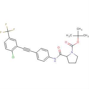 877596-64-0  1-Pyrrolidinecarboxylic acid,2-[[[4-[[2-chloro-5-(trifluoromethyl)phenyl]ethynyl]phenyl]amino]carbonyl]-, 1,1-dimethylethyl ester, (2R)-