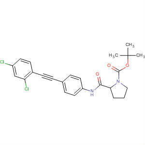 877596-65-1  1-Pyrrolidinecarboxylic acid,2-[[[4-[(2,4-dichlorophenyl)ethynyl]phenyl]amino]carbonyl]-,1,1-dimethylethyl ester, (2R)-