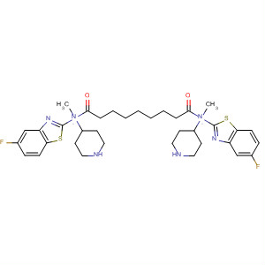 874536-04-6  4-Piperidinamine,1,1'-(1,9-dioxo-1,9-nonanediyl)bis[N-(5-fluoro-2-benzothiazolyl)-N-methyl- 874536-04-6  4-Piperidinamine,1,1'-(1,9-dioxo-1,9-nonanediyl)bis[N-(5-fluoro-2-benzothiazolyl)-N-methyl-