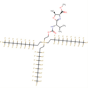874658-10-3  4-Oxazolecarboxylic acid,4,5-dihydro-5-methyl-2-[(1S)-2-methyl-1-[[[2-[tris(3,3,4,4,5,5,6,6,7,7,8,8,9,9,10,10,10-heptadecafluorodecyl)silyl]ethoxy]carbonyl]amino]propyl]-,methyl ester, (4S,5S)-