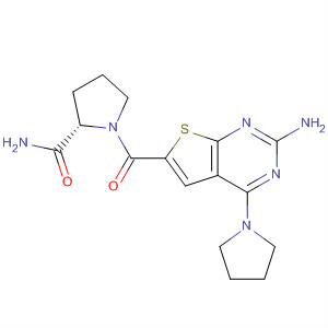 874663-41-9  2-Pyrrolidinecarboxamide,1-[[2-amino-4-(1-pyrrolidinyl)thieno[2,3-d]pyrimidin-6-yl]carbonyl]-, (2S)-