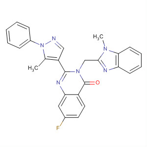 874816-64-5  4(3H)-Quinazolinone,7-fluoro-3-[(1-methyl-1H-benzimidazol-2-yl)methyl]-2-(5-methyl-1-phenyl-1H-pyrazol-4-yl)-