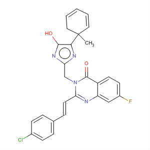 874816-66-7  4(3H)-Quinazolinone,2-[(1E)-2-(4-chlorophenyl)ethenyl]-7-fluoro-3-[(1-methyl-1H-benzimidazol-2-yl)methyl]-