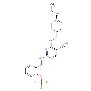 874822-13-6  5-Pyrimidinecarbonitrile,4-[[[trans-4-(ethylamino)cyclohexyl]methyl]amino]-2-[[[2-(trifluoromethoxy)phenyl]methyl]amino]-