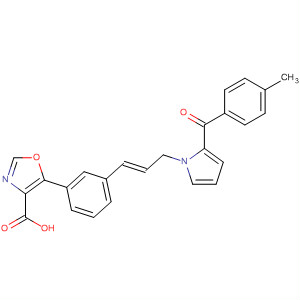 874827-44-8  4-Oxazolecarboxylic acid,5-[3-[(1E)-3-[2-(4-methylbenzoyl)-1H-pyrrol-1-yl]-1-propenyl]phenyl]-