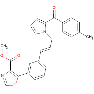 874827-45-9  4-Oxazolecarboxylic acid,5-[3-[(1E)-3-[2-(4-methylbenzoyl)-1H-pyrrol-1-yl]-1-propenyl]phenyl]-,methyl ester