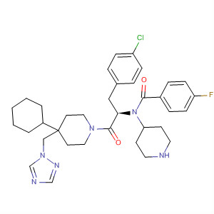 874897-45-7  4-Piperidinamine,N-[(1R)-1-[(4-chlorophenyl)methyl]-2-[4-cyclohexyl-4-(1H-1,2,4-triazol-1-ylmethyl)-1-piperidinyl]-2-oxoethyl]-1-(4-fluorobenzoyl)-