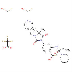 874953-56-7  1-Piperidinepropanamide,N-[5-[4,4-dimethyl-2,5-dioxo-3-(4-pyridinylmethyl)-1-imidazolidinyl]-2-(trifluoromethoxy)phenyl]-, mono(trifluoroacetate)