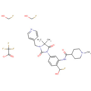 874953-83-0  4-Piperidinecarboxamide,N-[5-[4,4-dimethyl-2,5-dioxo-3-(4-pyridinylmethyl)-1-imidazolidinyl]-2-(trifluoromethoxy)phenyl]-1-methyl-, mono(trifluoroacetate)